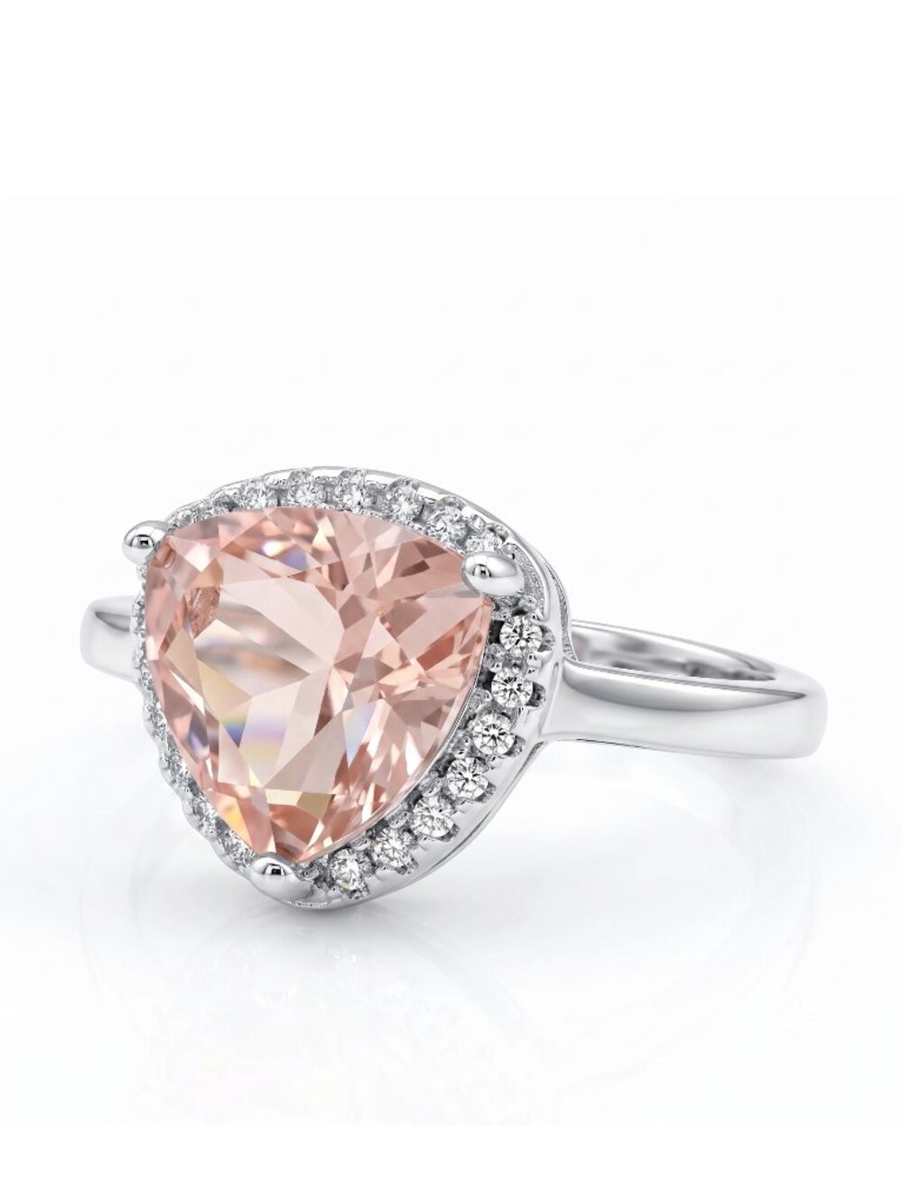 Blush Pink Trillion Ring, Charmed Aroma 925 Sterling Silver